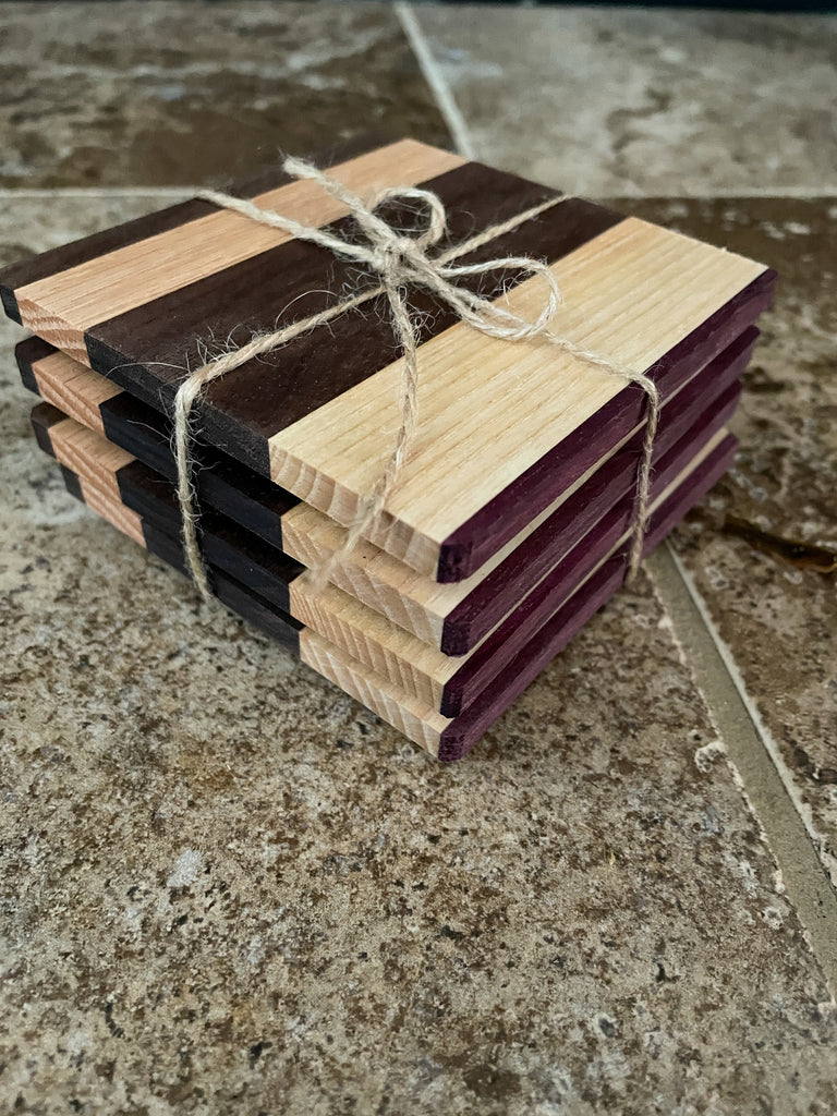 Coasters with Black Walnut, Maple and Cherry
