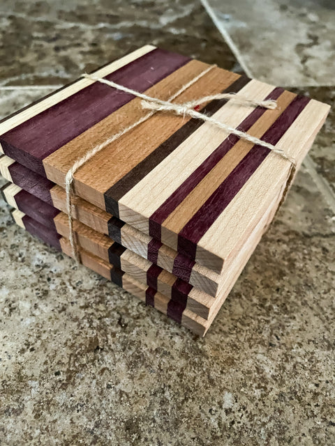 Handmade Luxury wooden coasters, Custom drink coasters, Purple Heart P –  Designs by Rex